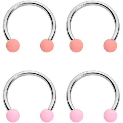 16G 3/8 Pink Peach Matte Horseshoe Circular Barbell Set of 4