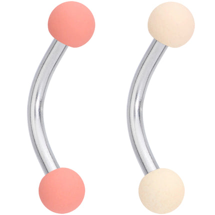 16G 5/16 Peach Tan White Brown Matte Curved Eyebrow Ring Set of 4