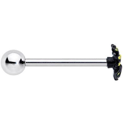 Black Yellow Spooky Spider Halloween Barbell Tongue Ring