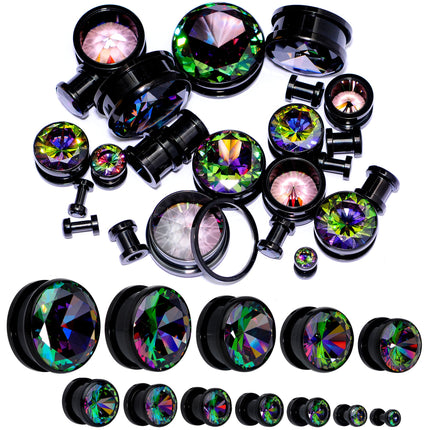Vitrail CZ Gem Black Screw Fit Plug Set
