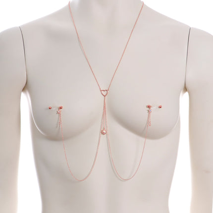 14G 5/8 Aurora Gem Rose Gold Hue Star Sun Nipple Chain Necklace