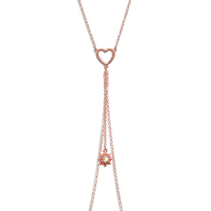 14G 5/8 Aurora Gem Rose Gold Hue Star Sun Nipple Chain Necklace