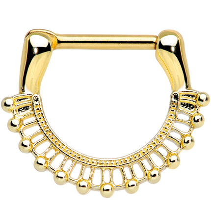 16G 5/16 Gold Tone Textured Frill Septum Clicker