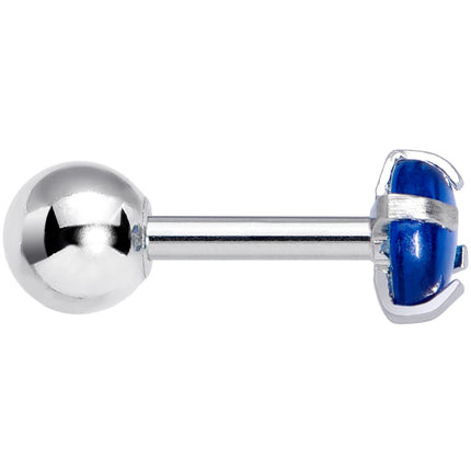 16G 1/4 Blue CZ Gem Smooth Hemisphere Cartilage Tragus Earring