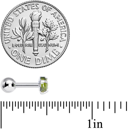 16G 1/4 Green CZ Gem Smooth Hemisphere Cartilage Tragus Earring
