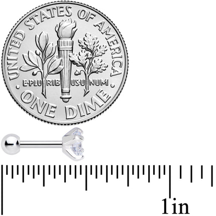 18G 1/4 Clear CZ Gem G23 Titanium 4mm Cartilage Tragus Earring