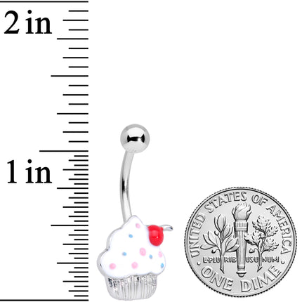 Red White Sprinkle Cherry Cupcake Belly Ring