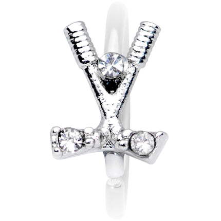 20G 5/16 Clear CZ Gem Crossed Golf Clubs Nose Hoop