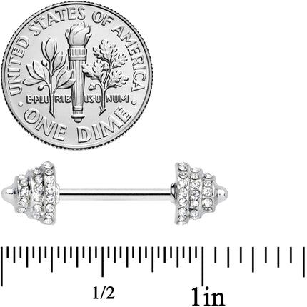 14G 9/16 Clear Gem Weightlifting Barbell Nipple Ring Set
