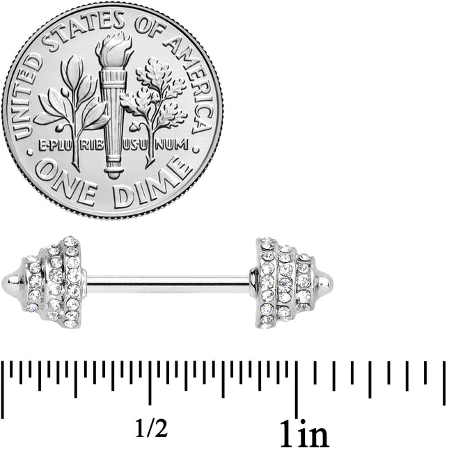 14G 9/16 Clear Gem Weightlifting Barbell Nipple Ring Set