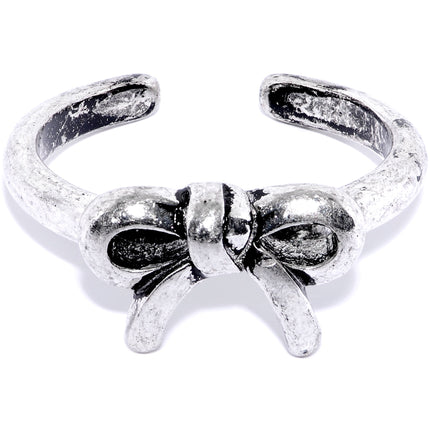 Rhodium Plated Pretty Bow Toe Ring