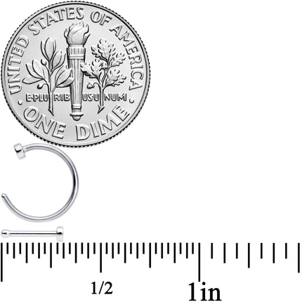20G 1/4 5/16 Clear CZ Gem Shell Nautical Hoop Nose Bone Set of 6