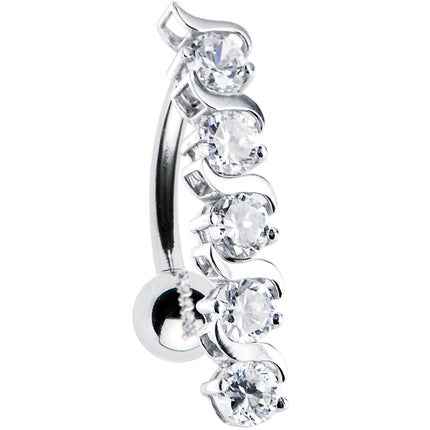 16G Solid 14K White Gold TOP DROP Cubic Zirconia DELIGHT Belly Ring