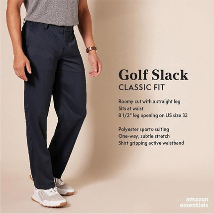 Amazon Essentials Mens 42X30 Black Classic Fit Straight Leg Stretch Golf Pants