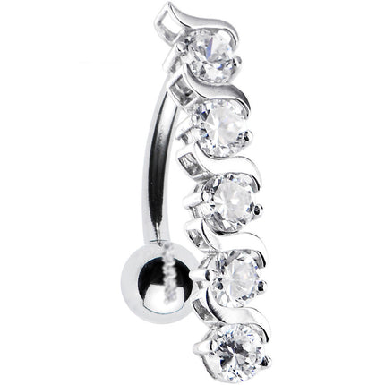 16G Solid 14K White Gold TOP DROP Cubic Zirconia DELIGHT Belly Ring