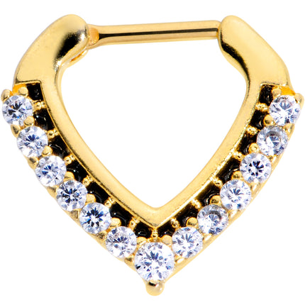 16G 5/16 Clear CZ Gem Gold Tone Chevron Septum Clicker