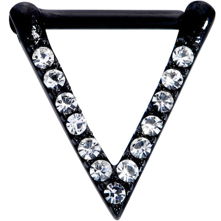 16G 5/16 Clear CZ Gem Black Sleek Triangle Septum Clicker