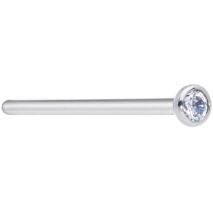 18G 3/4 Clear CZ Gem Grade 23 Titanium Fishtail Nose Ring 3mm