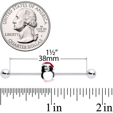 14G Santa Hat Penguin Christmas Industrial Barbell 38mm