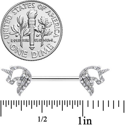 14G 9/16 Clear Gem Silhouette Unicorn Barbell Nipple Ring Set