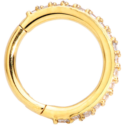 16G 5/16 Clear CZ Gem Gold Tone Hinged Segment Ring