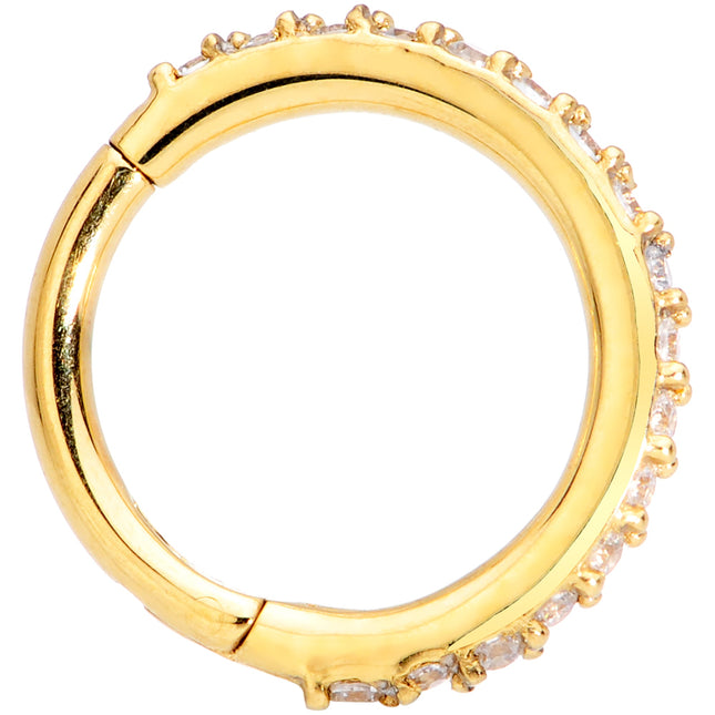 16G 5/16 Clear CZ Gem Gold Tone Hinged Segment Ring
