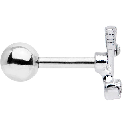 16G 1/4 Clear CZ Gem Crossed Golf Clubs Cartilage Tragus Earring
