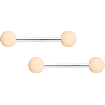14G 9/16 Cream Peach Matte Barbell Nipple Ring Set of 4