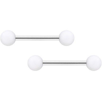 14G 9/16 Tan White Matte Barbell Nipple Ring Set of 4