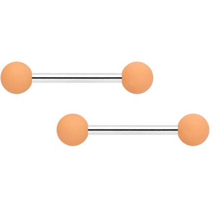 14G 9/16 Tan White Matte Barbell Nipple Ring Set of 4