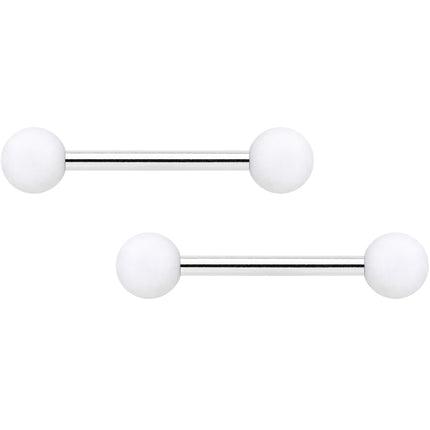 14G 9/16 Hot Pink White Matte Barbell Nipple Ring Set of 4