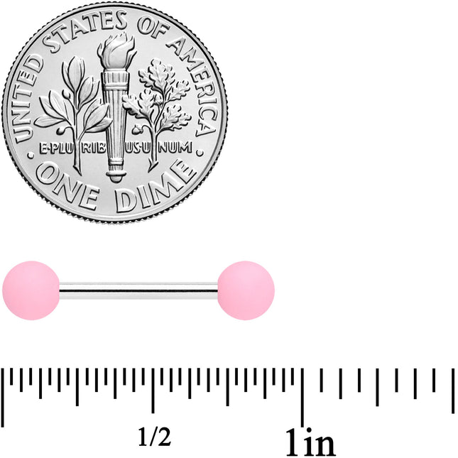 14G 9/16 Petal Pink Matte Barbell Nipple Ring Set