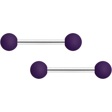 14G 9/16 Dark Purple Matte Barbell Nipple Ring Set