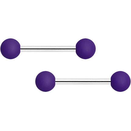 14G 9/16 Purple Matte Barbell Nipple Ring Set