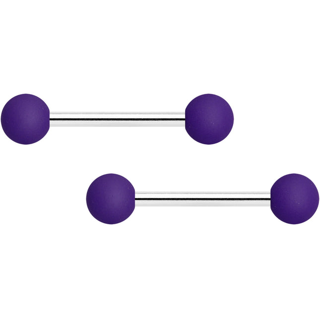 14G 9/16 Purple Matte Barbell Nipple Ring Set