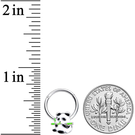 16G 3/8 Black White Hungry Panda Hinged Segment Ring
