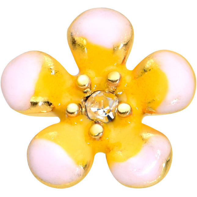 20G 1/4 Clear Gem Gold Tone Pretty Little Flower Nose Bone