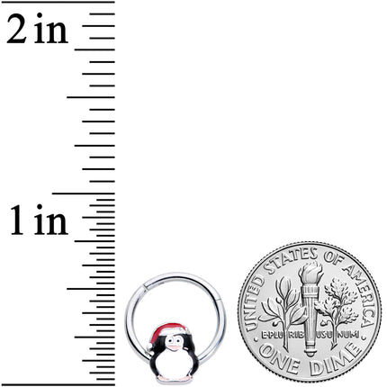 16G 3/8 Penguin Santa Hat Christmas Hinged Segment Ring
