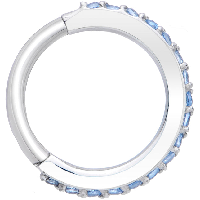 16G 5/16 Aqua CZ Gem Stainless Steel Hinged Segment Ring