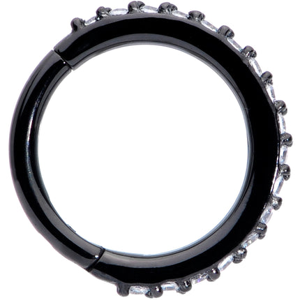 16G 5/16 Clear CZ Gem Black Plated Hinged Segment Ring