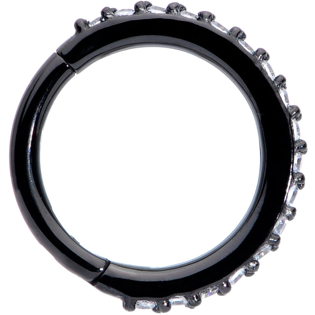 16G 5/16 Clear CZ Gem Black Plated Hinged Segment Ring