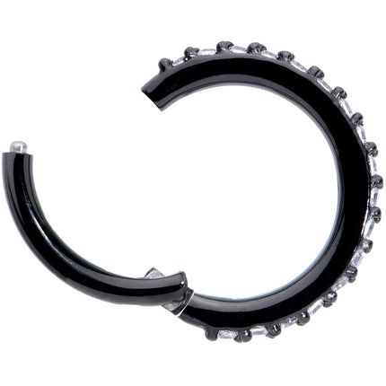 16G 5/16 Clear CZ Gem Black Plated Hinged Segment Ring
