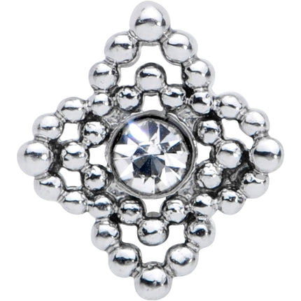 16G 1/4 Clear Gem Textured Cross Cartilage Tragus Earring