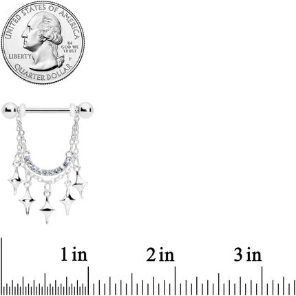 14G 9/16 Clear Gem Drama Dangle Nipple Ring Set