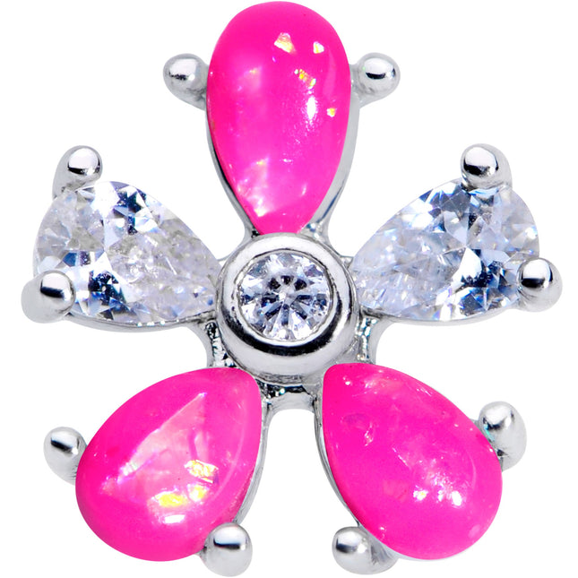 16G 1/4 Pink Faux Opal Flower Cartilage Tragus