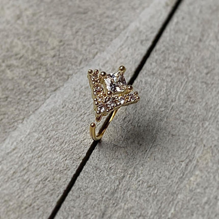 20G 5/16 Clear CZ Gem Gold Tone Chevron Nose Hoop