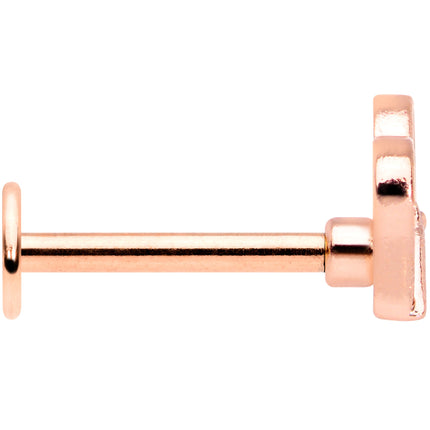 16G 5/16 Clear CZ Gem Rose Gold Tone Heart Butterfly Labret