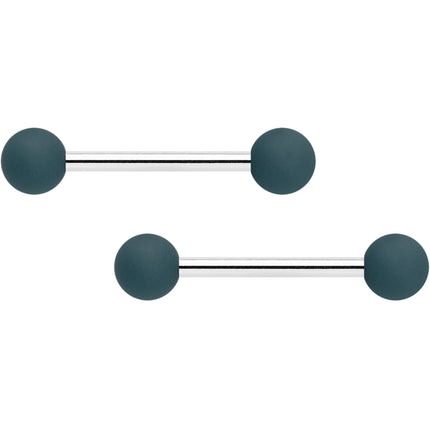 14G 9/16 Graceful Grey Matte Barbell Nipple Ring Set