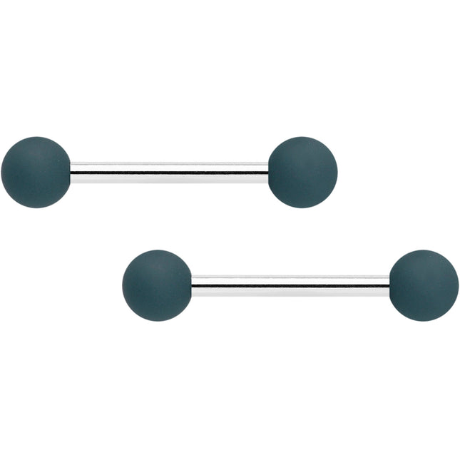 14G 9/16 Graceful Grey Matte Barbell Nipple Ring Set