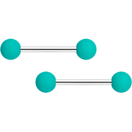 14G 9/16 Thoroughly Teal Matte Barbell Nipple Ring Set